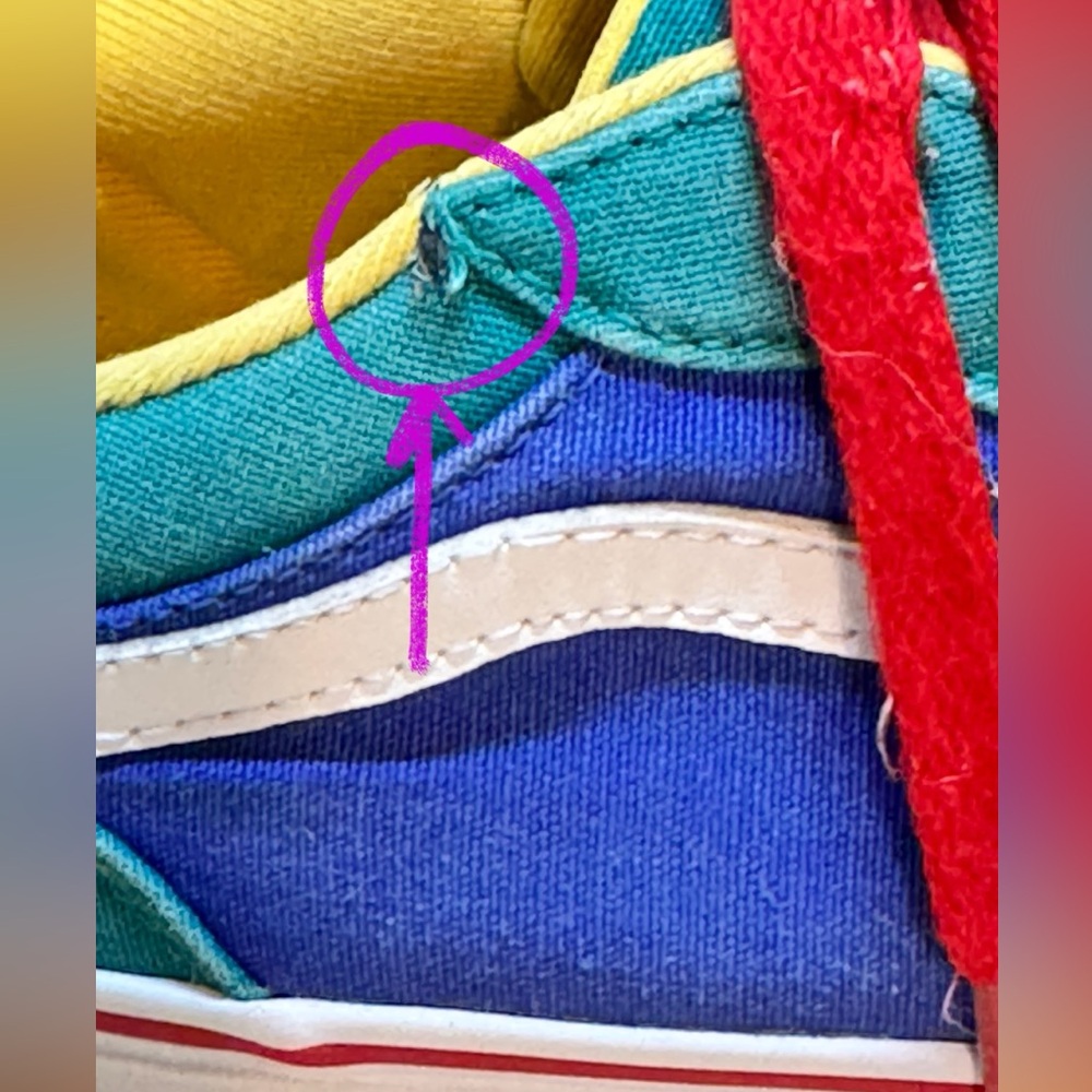 Colorblock Low-Top Sneakers in Teal, Blue & Red - Picture 11 of 14